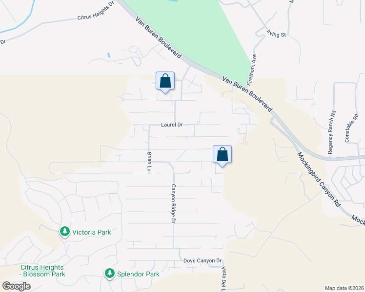 map of restaurants, bars, coffee shops, grocery stores, and more near 14331 Judy Ann Drive in Riverside
