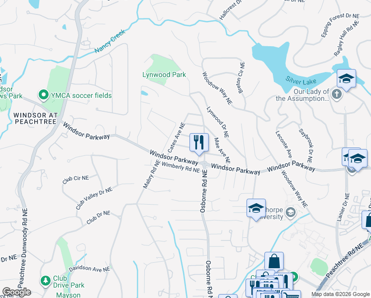 map of restaurants, bars, coffee shops, grocery stores, and more near 1101 Victoria Street Northeast in Atlanta