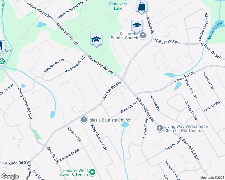 map of restaurants, bars, coffee shops, grocery stores, and more near 4421 Fulson Drive in Lilburn