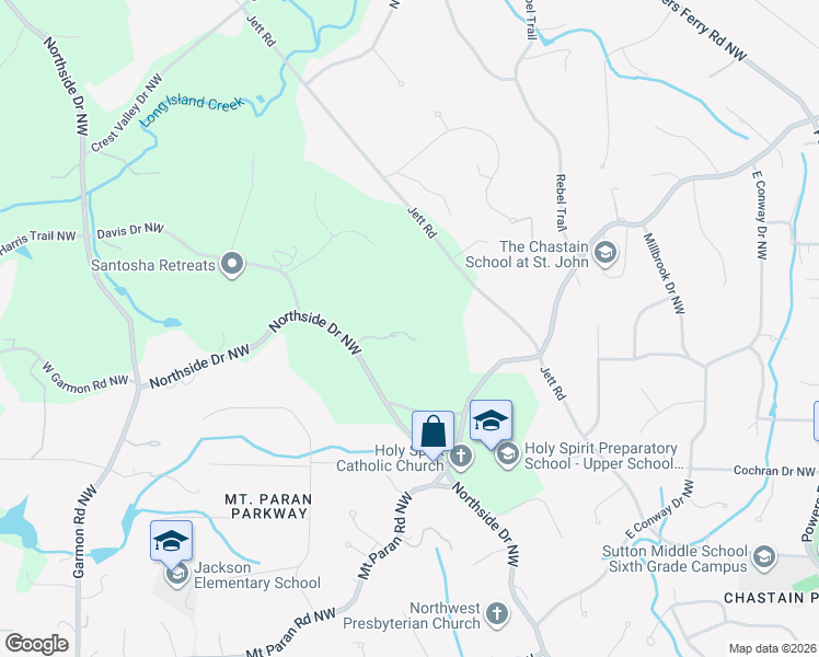 map of restaurants, bars, coffee shops, grocery stores, and more near 4615 Northside Drive Northwest in Atlanta