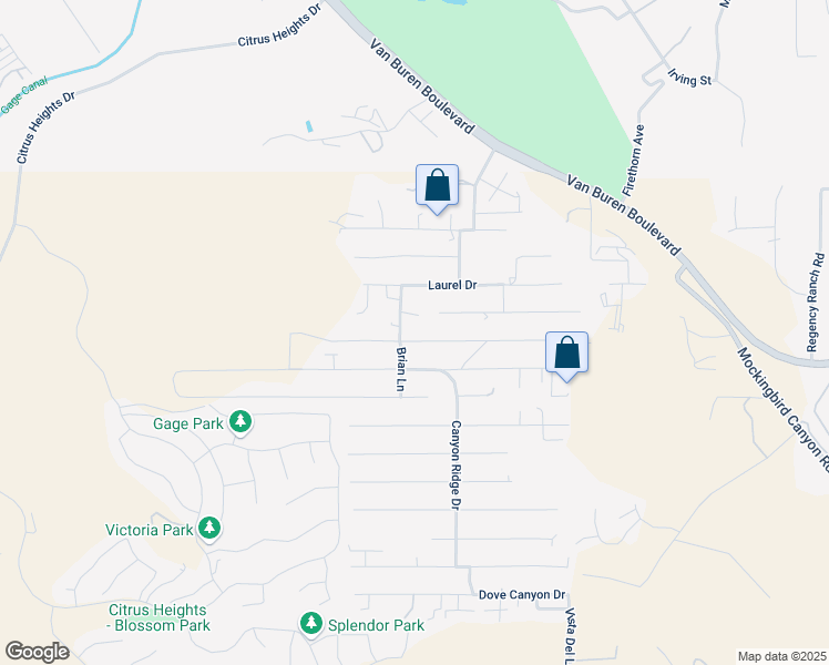 map of restaurants, bars, coffee shops, grocery stores, and more near 14150 Martin Place in Riverside