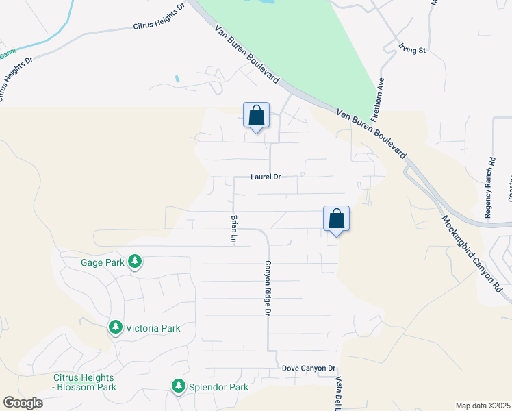 map of restaurants, bars, coffee shops, grocery stores, and more near 14200 Martin Place in Riverside