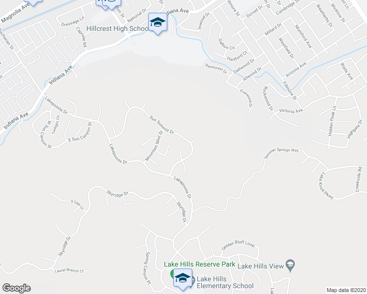 map of restaurants, bars, coffee shops, grocery stores, and more near 16423 Sun Summit Drive in Riverside