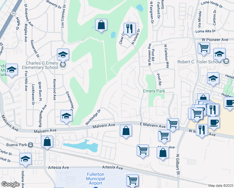 map of restaurants, bars, coffee shops, grocery stores, and more near 5432 Jonesboro Way in Buena Park