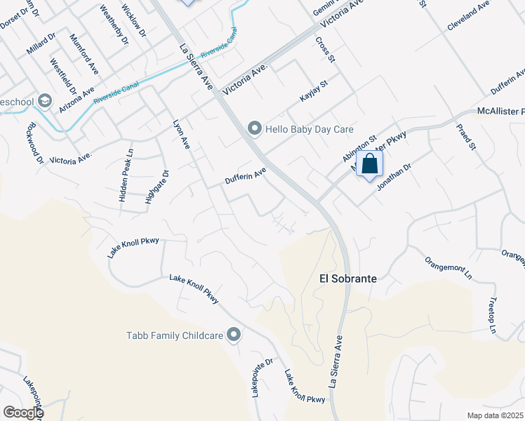 map of restaurants, bars, coffee shops, grocery stores, and more near 11147 Cornerstone Road in Riverside