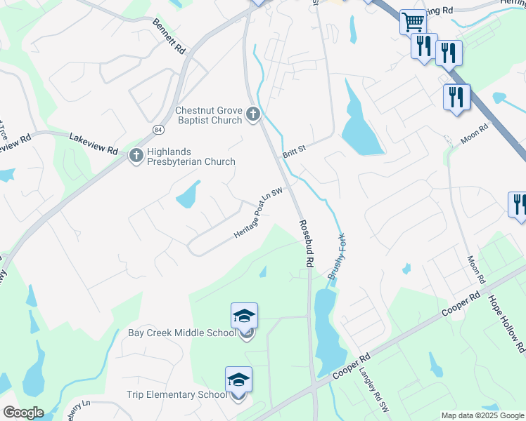 map of restaurants, bars, coffee shops, grocery stores, and more near 2720 Heritage Bend Court in Grayson