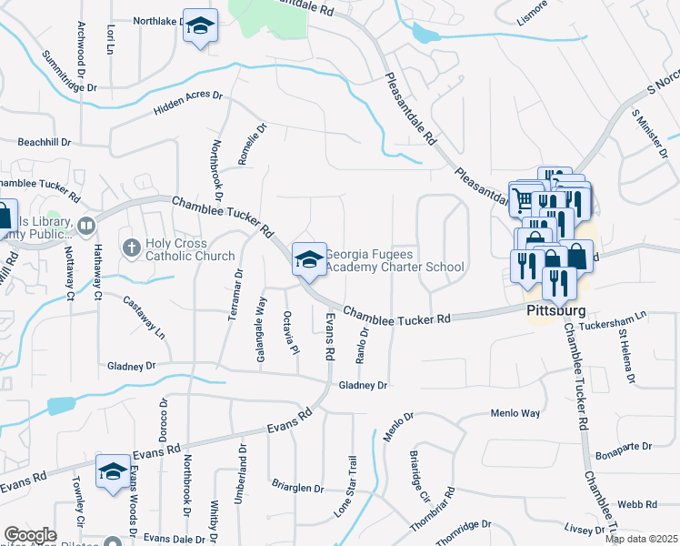 map of restaurants, bars, coffee shops, grocery stores, and more near 3167 Blairhill Court in Atlanta