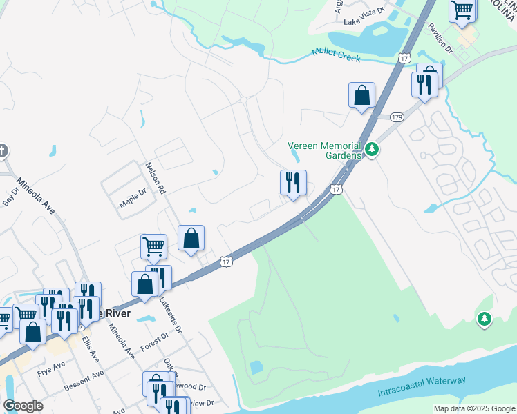 map of restaurants, bars, coffee shops, grocery stores, and more near 126 Scotch Broom Drive in Little River