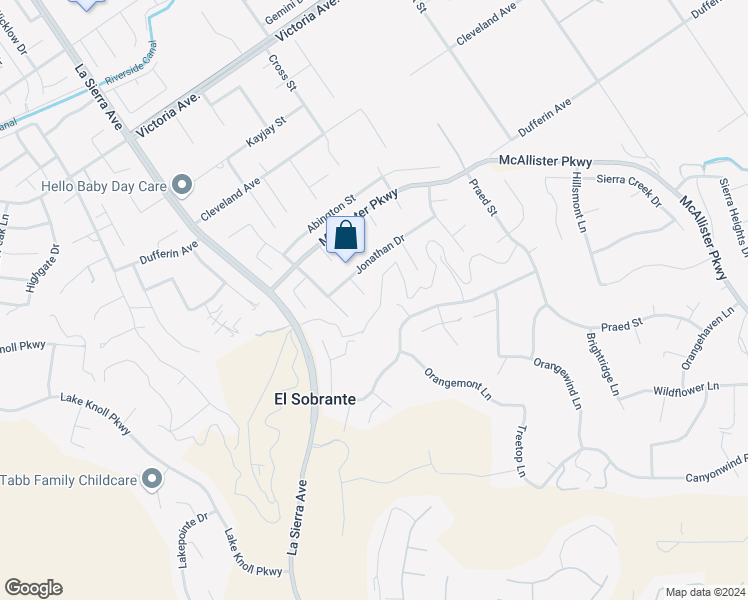 map of restaurants, bars, coffee shops, grocery stores, and more near 16422 Harwich Circle in Riverside
