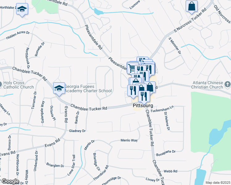 map of restaurants, bars, coffee shops, grocery stores, and more near 3173 Westmart Ln in Doraville