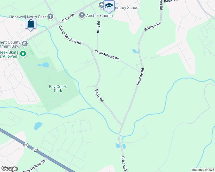map of restaurants, bars, coffee shops, grocery stores, and more near 3030 Berry Road in Loganville