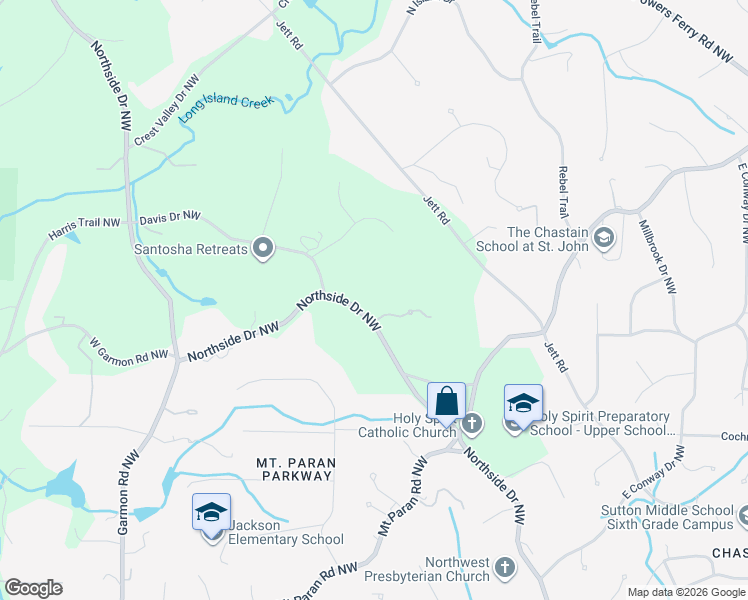 map of restaurants, bars, coffee shops, grocery stores, and more near 4633 Northside Drive Northwest in Sandy Springs