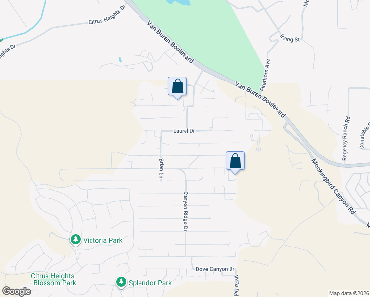 map of restaurants, bars, coffee shops, grocery stores, and more near 14255 Judy Ann Drive in Riverside