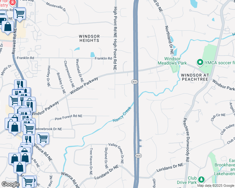 map of restaurants, bars, coffee shops, grocery stores, and more near 4659 High Point Rd NE in Atlanta