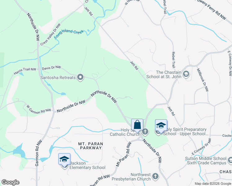 map of restaurants, bars, coffee shops, grocery stores, and more near 4633 Northside Drive Northwest in Sandy Springs