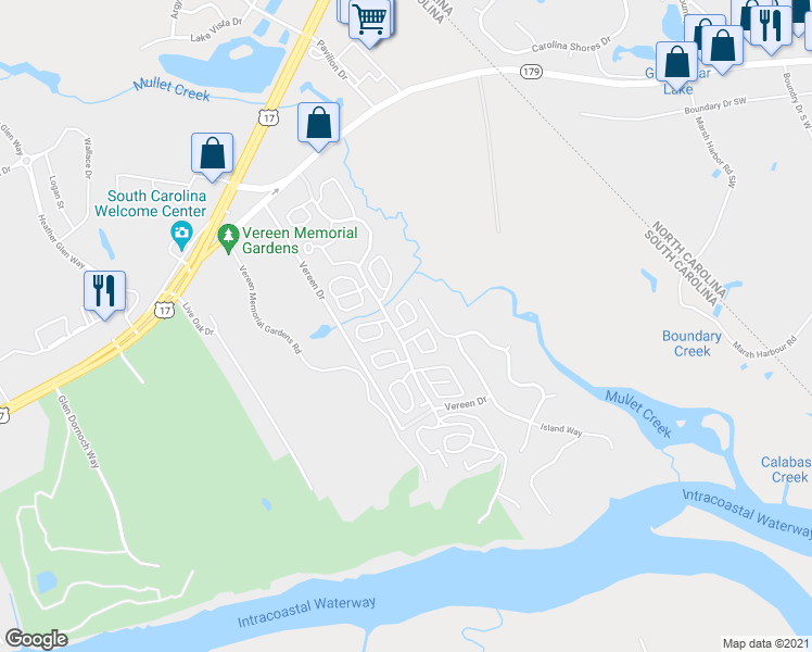 map of restaurants, bars, coffee shops, grocery stores, and more near 2210 Jefferson Circle in Little River