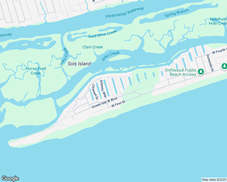 map of restaurants, bars, coffee shops, grocery stores, and more near 158 Via Old Sound Boulevard in Ocean Isle Beach