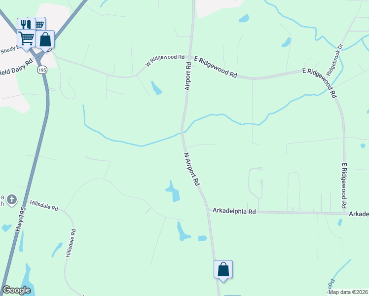 map of restaurants, bars, coffee shops, grocery stores, and more near 2923-3441 North Airport Road in Jasper