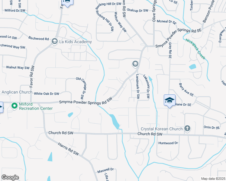 map of restaurants, bars, coffee shops, grocery stores, and more near 209 Courtland Oaks Drive Southwest in Marietta