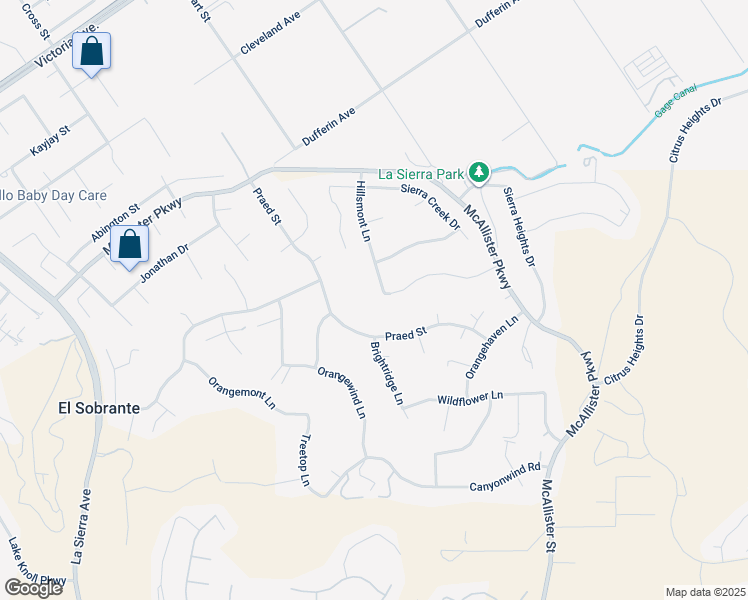map of restaurants, bars, coffee shops, grocery stores, and more near 1931 Praed Street in Riverside