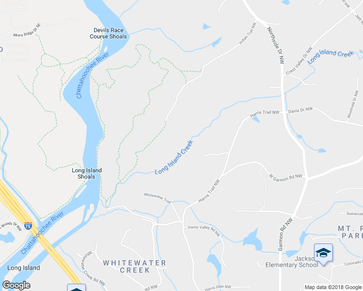 map of restaurants, bars, coffee shops, grocery stores, and more near 1425 North Harris Ridge Northwest in Atlanta