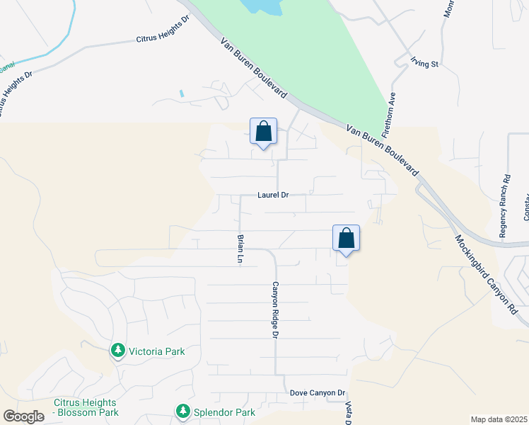 map of restaurants, bars, coffee shops, grocery stores, and more near Judy Ann Drive in Riverside