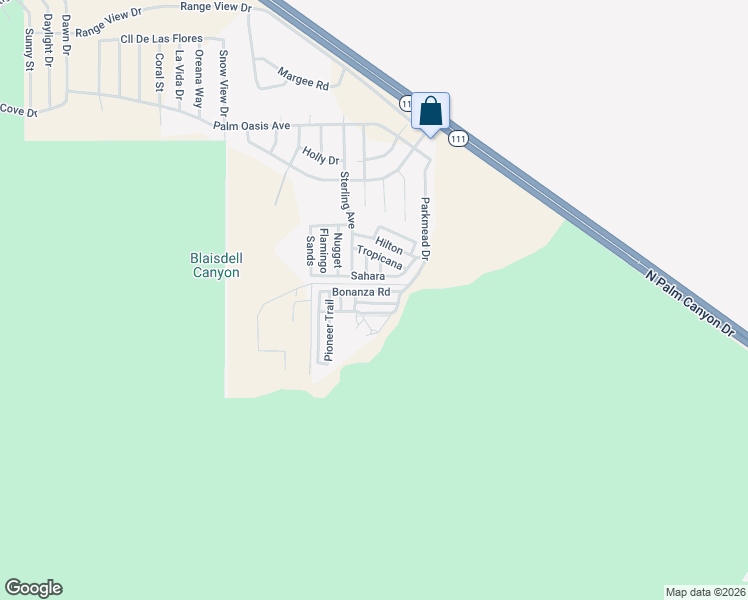 map of restaurants, bars, coffee shops, grocery stores, and more near 32 Lariat Road in Palm Springs