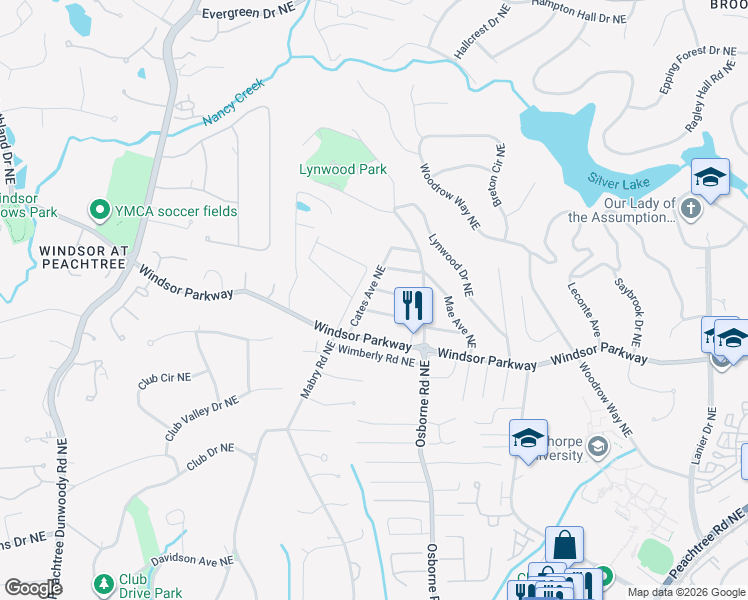map of restaurants, bars, coffee shops, grocery stores, and more near 3191 Cates Avenue Northeast in Atlanta