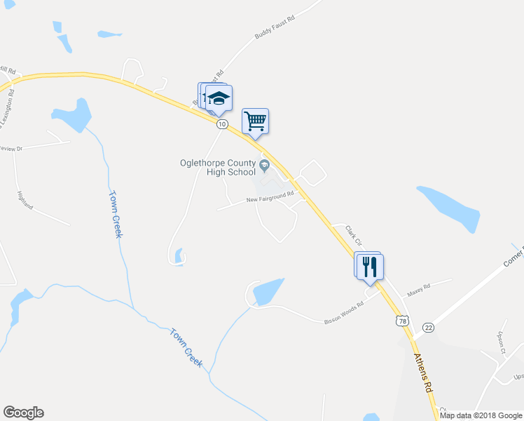 map of restaurants, bars, coffee shops, grocery stores, and more near 757 Athens Road in Lexington