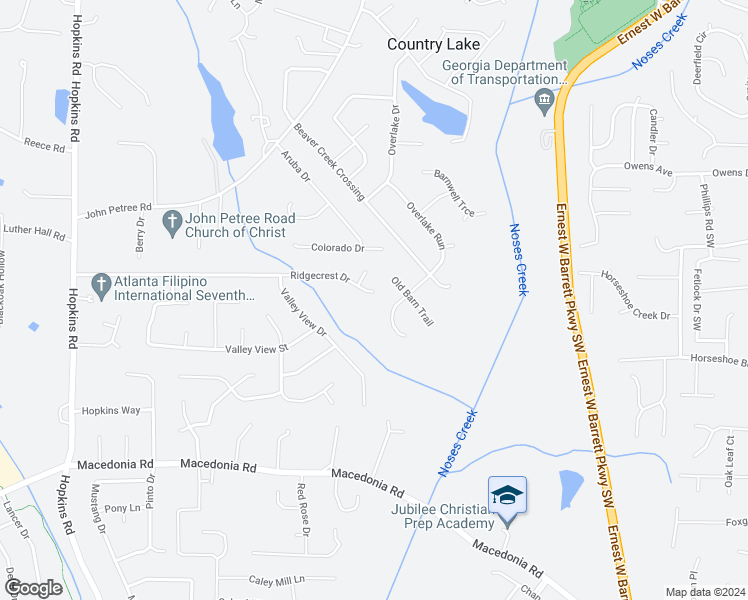 map of restaurants, bars, coffee shops, grocery stores, and more near 3151 Ridgecrest Drive in Powder Springs