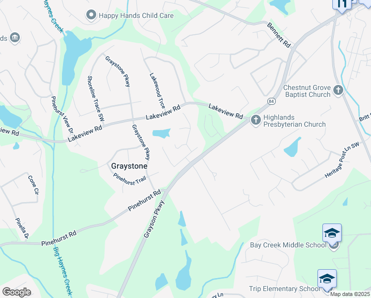 map of restaurants, bars, coffee shops, grocery stores, and more near 2269 Reddy Farm Lane in Grayson