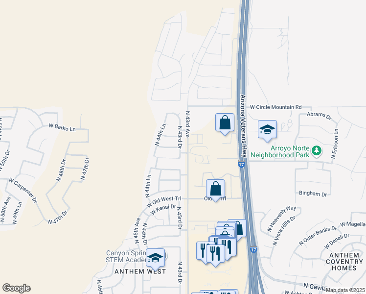 map of restaurants, bars, coffee shops, grocery stores, and more near in Maricopa County