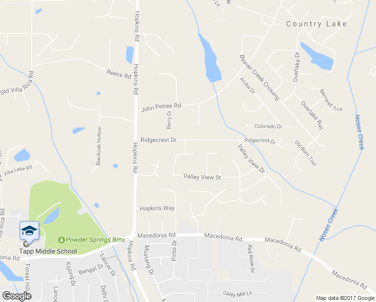 map of restaurants, bars, coffee shops, grocery stores, and more near 2961 Ridge Road in Powder Springs