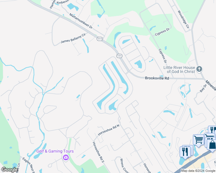 map of restaurants, bars, coffee shops, grocery stores, and more near 550 Vermillion Drive in Little River