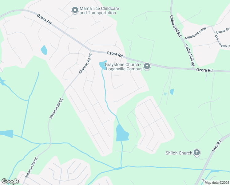 map of restaurants, bars, coffee shops, grocery stores, and more near 3545 Bulloch Lake Road in Loganville