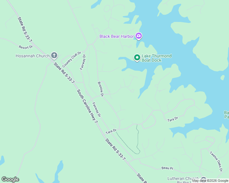 map of restaurants, bars, coffee shops, grocery stores, and more near 202 Birdie Circle in McCormick