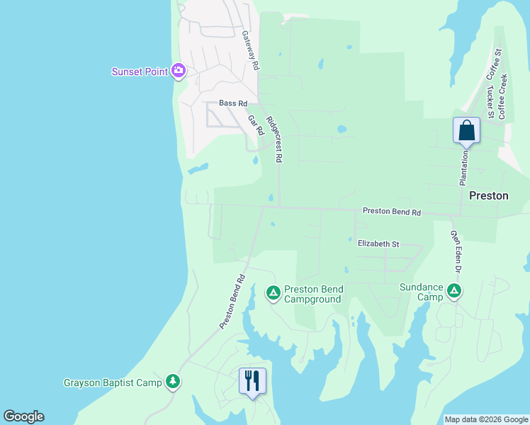 map of restaurants, bars, coffee shops, grocery stores, and more near 29797 Preston Bend Road in Pottsboro