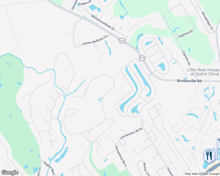 map of restaurants, bars, coffee shops, grocery stores, and more near 3516 Cedar Creek Run in Little River