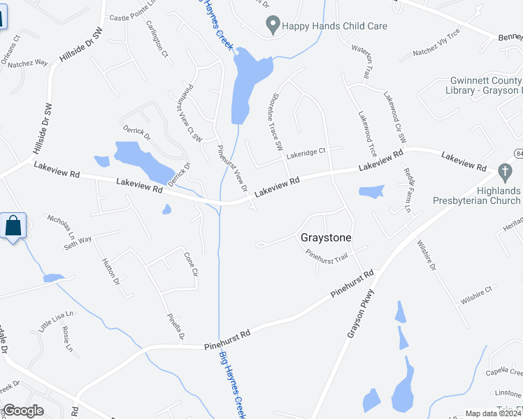 map of restaurants, bars, coffee shops, grocery stores, and more near 2080 Pinehurst View Drive in Grayson