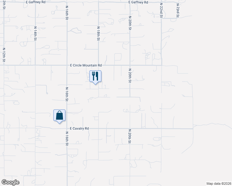 map of restaurants, bars, coffee shops, grocery stores, and more near 43928 North 20th Street in New River