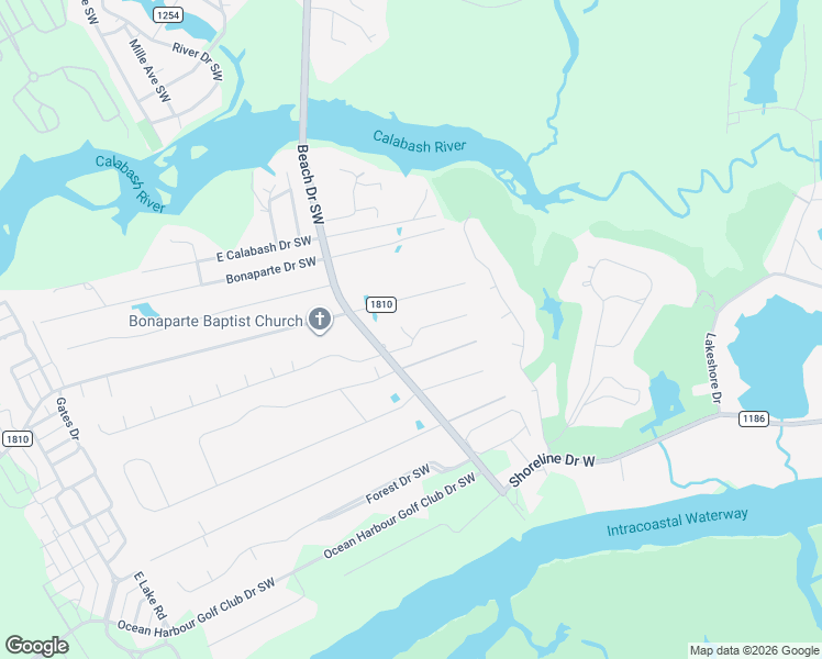 map of restaurants, bars, coffee shops, grocery stores, and more near 8948 Landing Drive Southwest in Sunset Beach