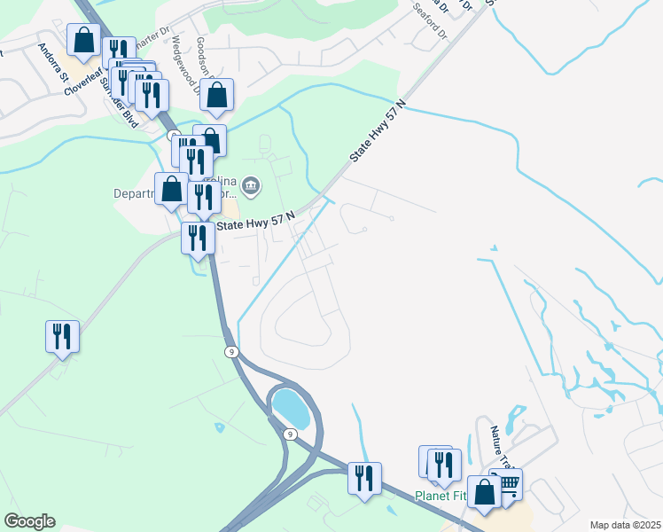 map of restaurants, bars, coffee shops, grocery stores, and more near 580 Kapalua Loop in Little River