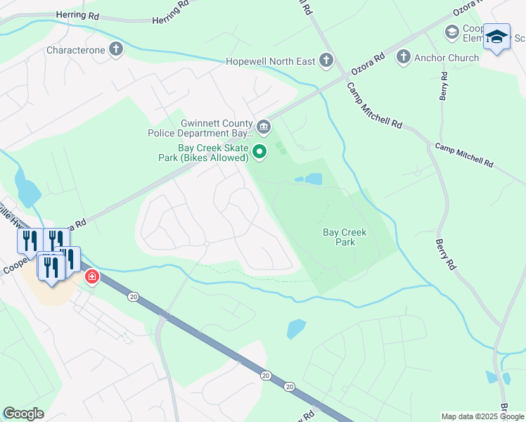 map of restaurants, bars, coffee shops, grocery stores, and more near 529 Azalea Bloom Drive East in Loganville