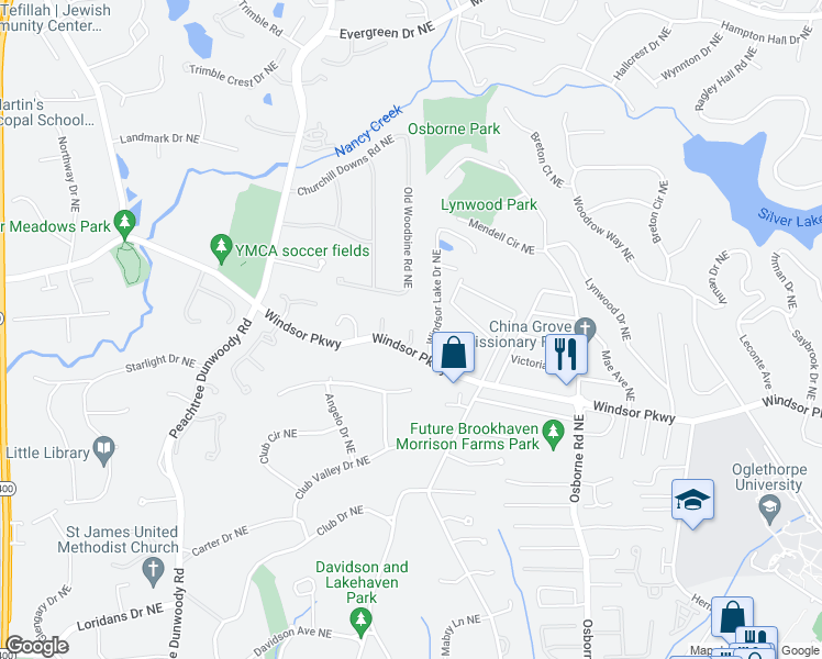 map of restaurants, bars, coffee shops, grocery stores, and more near 425 Mabry Place Northeast in Atlanta