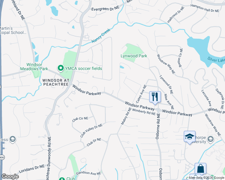 map of restaurants, bars, coffee shops, grocery stores, and more near 425 Mabry Place Northeast in Atlanta