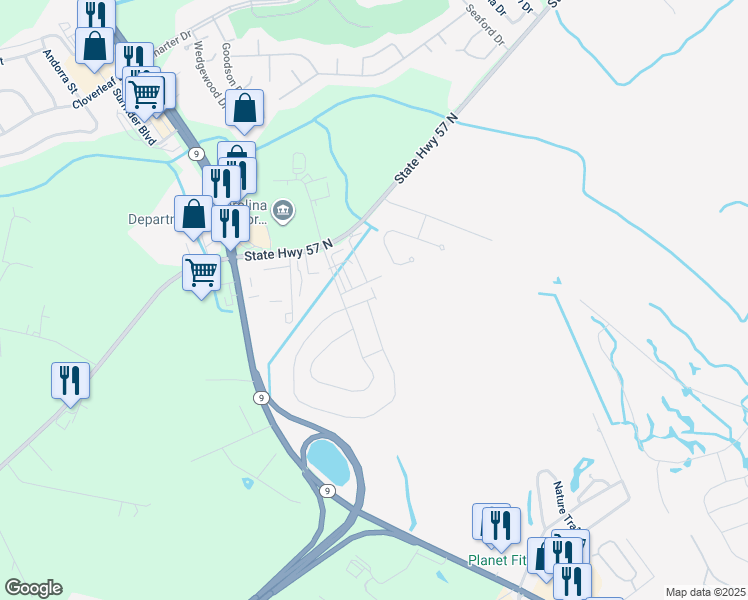 map of restaurants, bars, coffee shops, grocery stores, and more near 580 Kapalua Loop in Little River