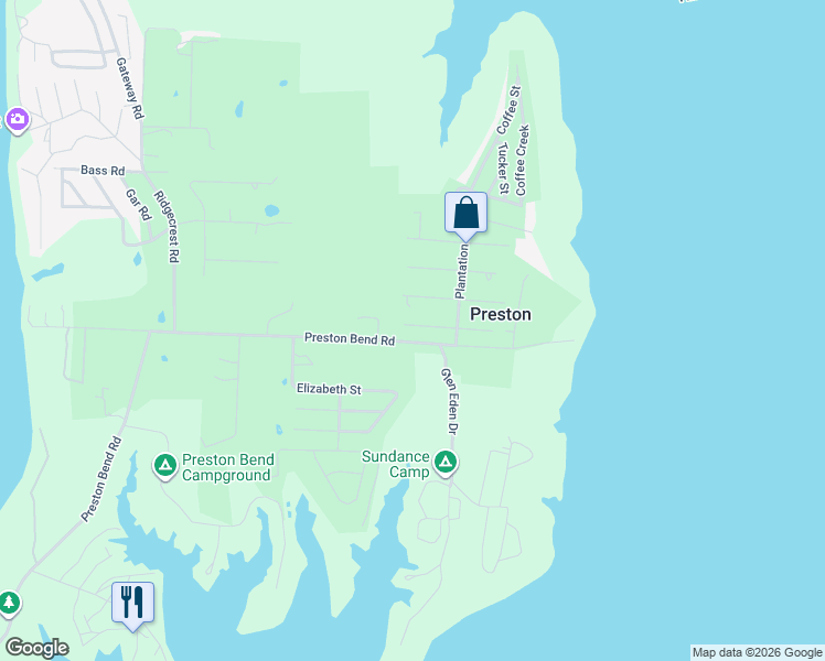 map of restaurants, bars, coffee shops, grocery stores, and more near 17 Sophia Drive in Pottsboro