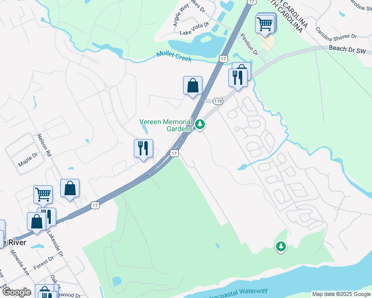 map of restaurants, bars, coffee shops, grocery stores, and more near 4303 Live Oak Drive in Little River