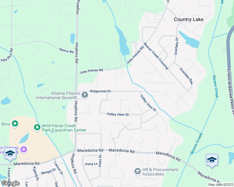 map of restaurants, bars, coffee shops, grocery stores, and more near 3393 Ridgecrest Drive in Powder Springs