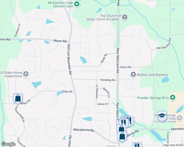 map of restaurants, bars, coffee shops, grocery stores, and more near 4267 Carlos Court in Powder Springs